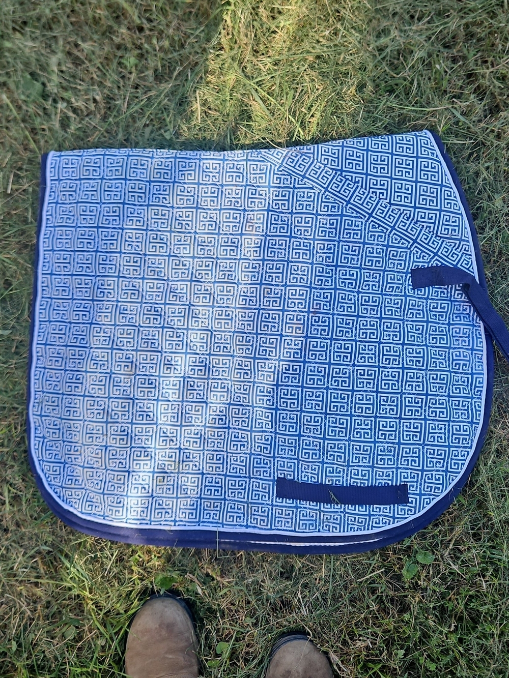 Kids Navy and White Patterned Saddle Pad